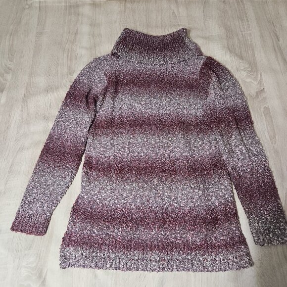 Elle Size L Womens Turtlwneck Tunic Sweater Beet Red Nubby Knit New - Picture 4 of 8